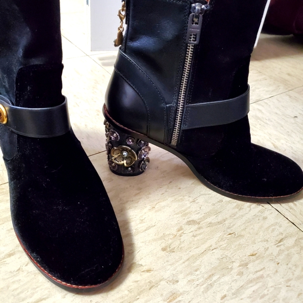 Coach tea rose booties